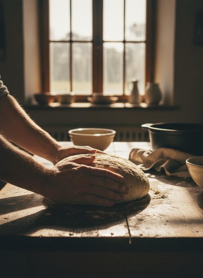 Hände formen Brot